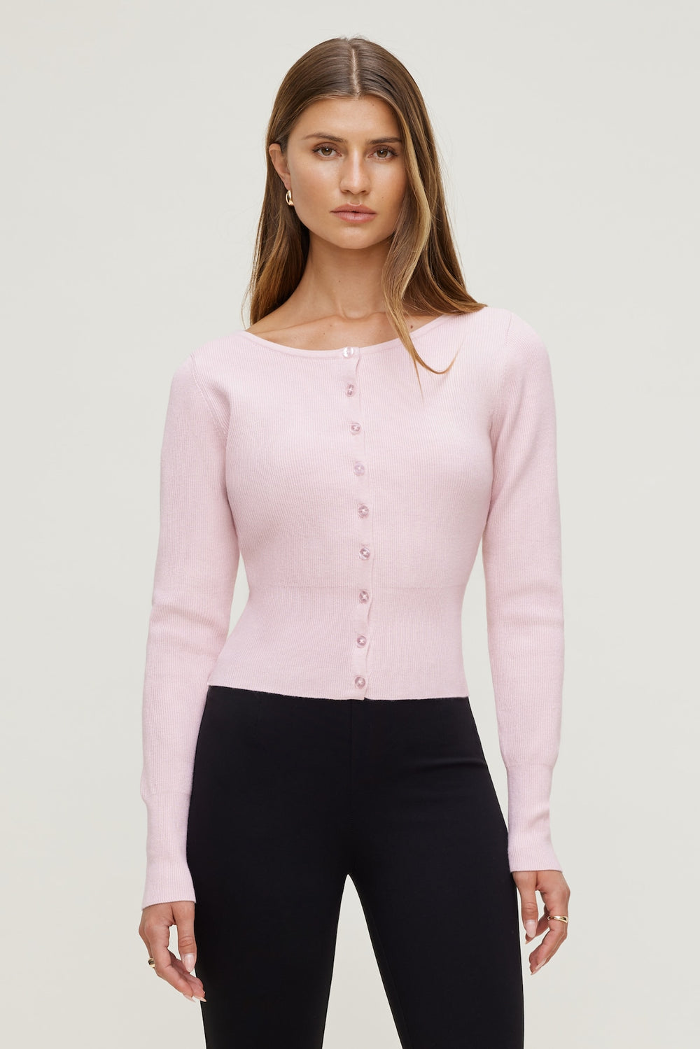Dynamite Website Shop | Sara Ribbed Cinch Hem Cardigan Pink