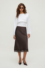 Dynamite Online | Cinched Boat Neck Sweater White