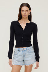 Dynamite Outlets | Rebecca Crewneck Cardigan Black