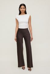 Dynamite Website Shop | Izzy Wide Leg Satin Pants Brown