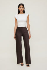 Dynamite Website Shop | Izzy Wide Leg Satin Pants Brown