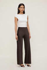 Dynamite Website Shop | Izzy Wide Leg Satin Pants Brown