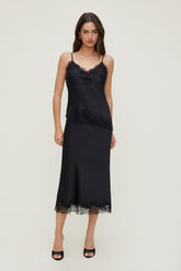 Dynamite US | Lace Satin Midi Skirt Black