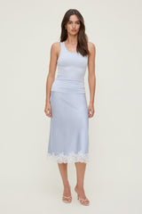 Dynamite On Sale | Lace Satin Midi Skirt Blue