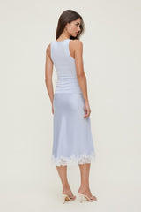 Dynamite On Sale | Lace Satin Midi Skirt Blue