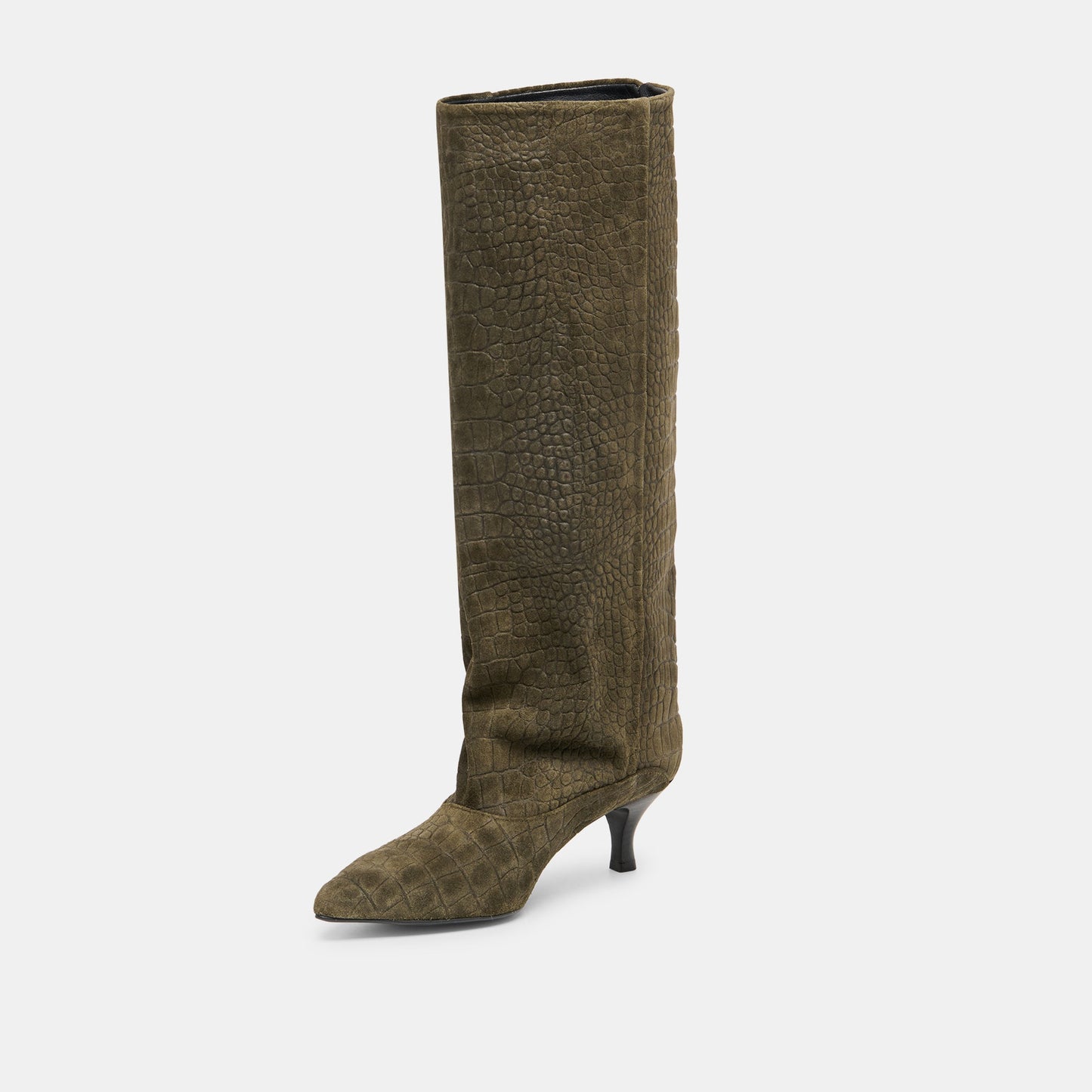 Dolce Vita Roxla Olive Croco Embossed Leather Boots