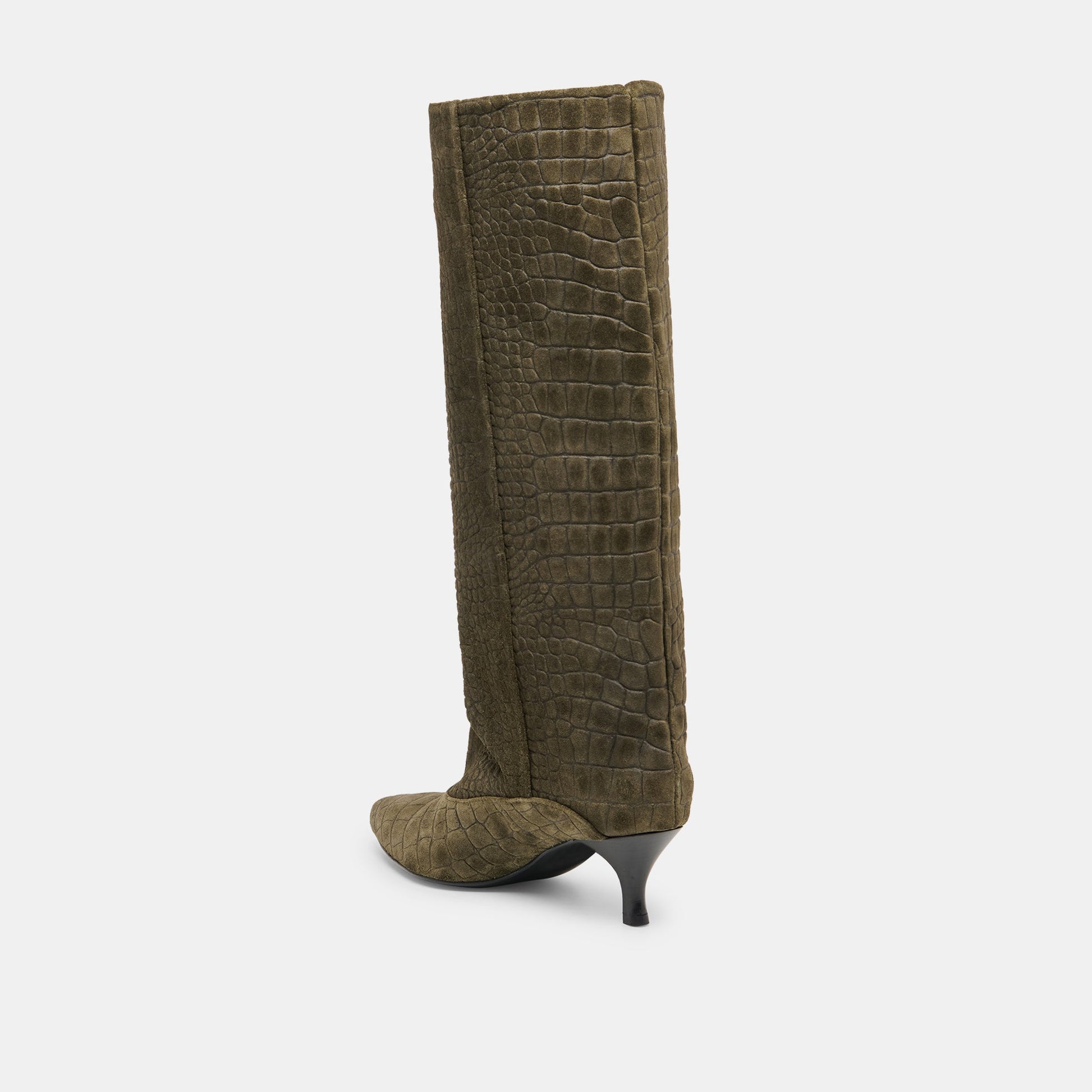 Dolce Vita Roxla Olive Croco Embossed Leather Boots