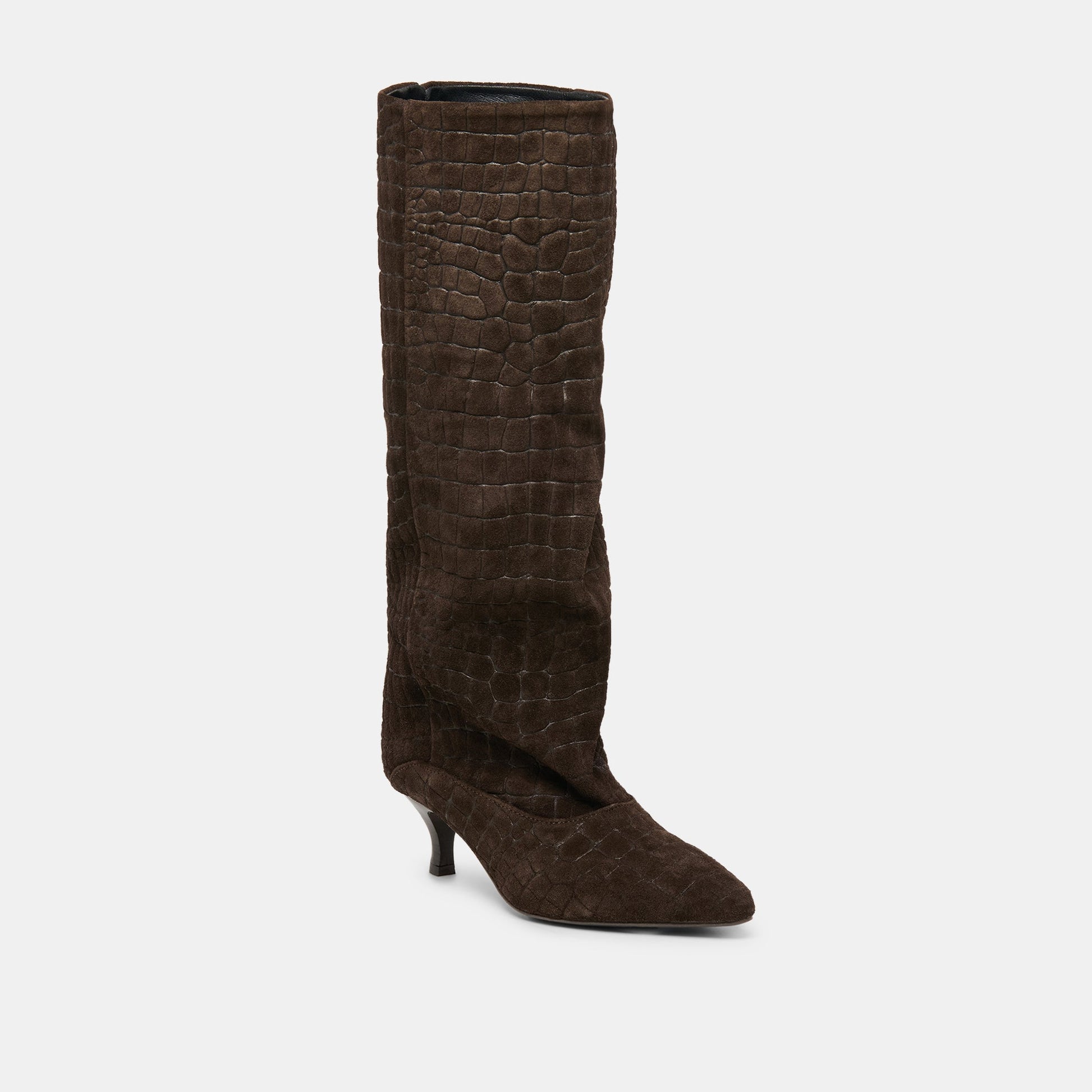 Dolce Vita Roxla Dk Chocolate Croco Embossed Leather Boots