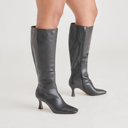 Dolce Vita Gyra Wide Calf Black Leather Boots