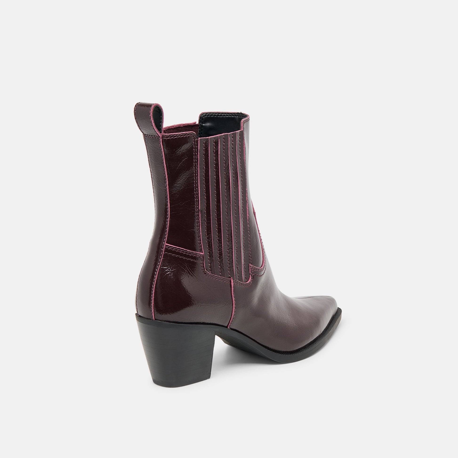 Dolce Vita Slim Mulberry Crinkle Patent Booties