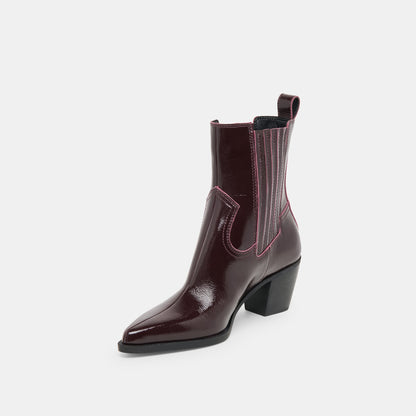Dolce Vita Slim Mulberry Crinkle Patent Booties