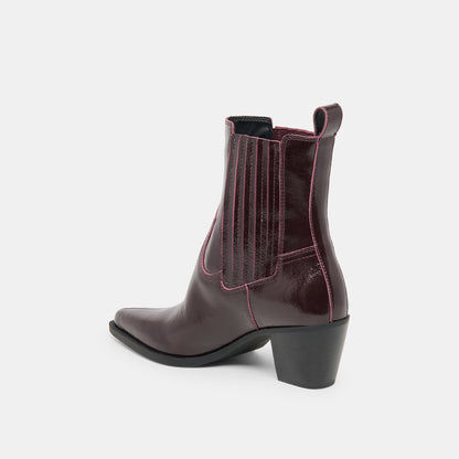 Dolce Vita Slim Mulberry Crinkle Patent Booties
