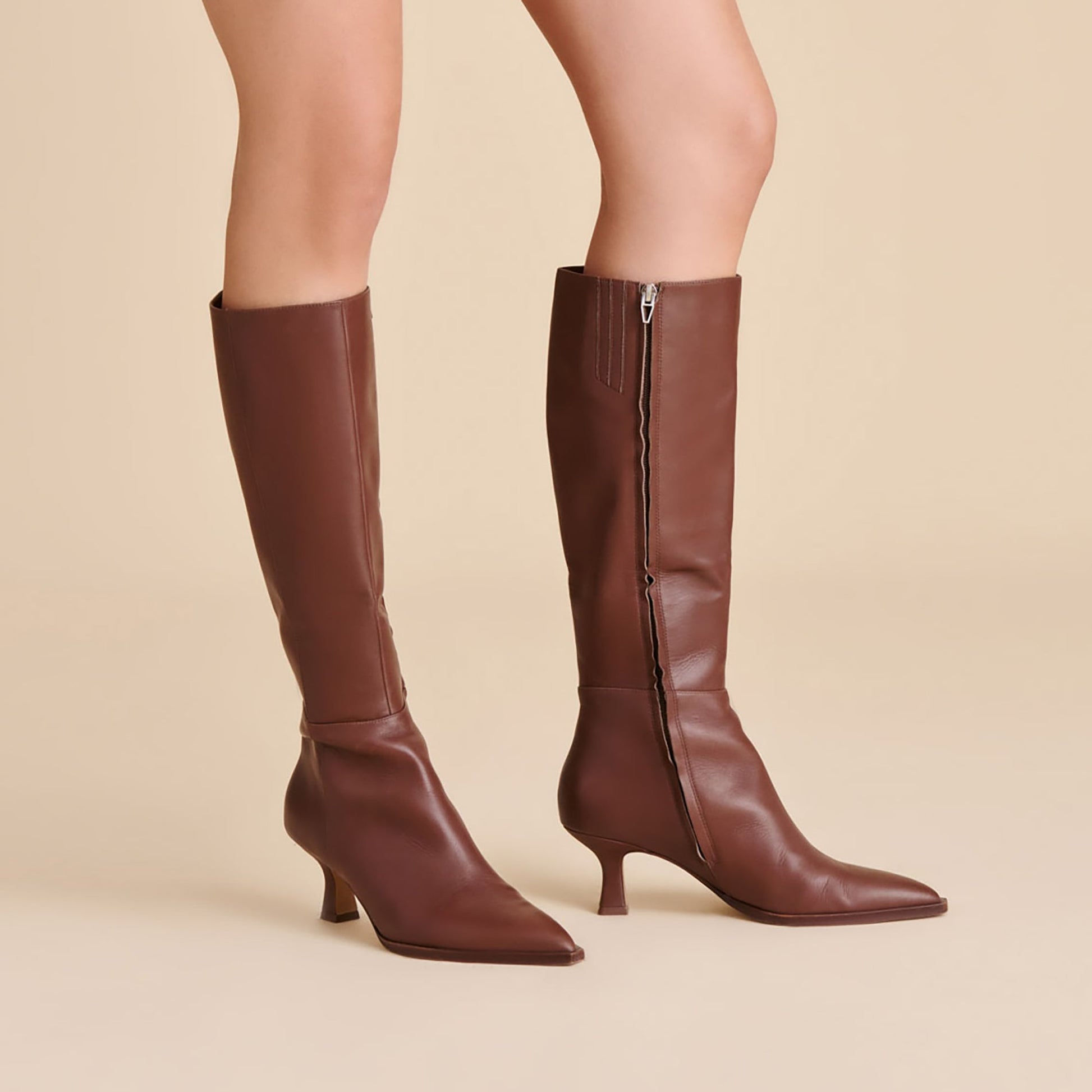 Dolce Vita Auggie Chocolate Leather Narrow Calf Boots