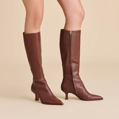 Dolce Vita Auggie Chocolate Leather Narrow Calf Boots