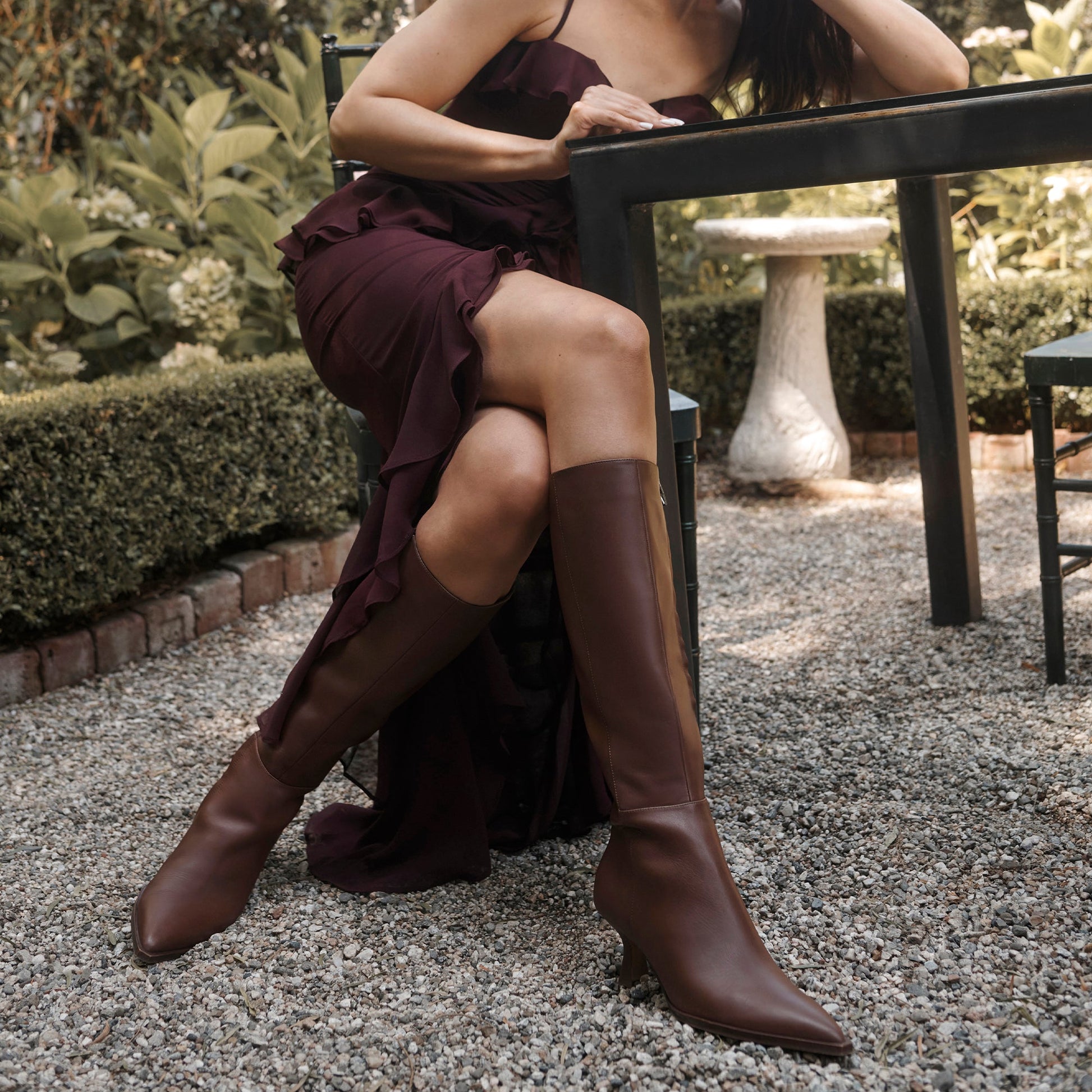 Dolce Vita Auggie Chocolate Leather Narrow Calf Boots