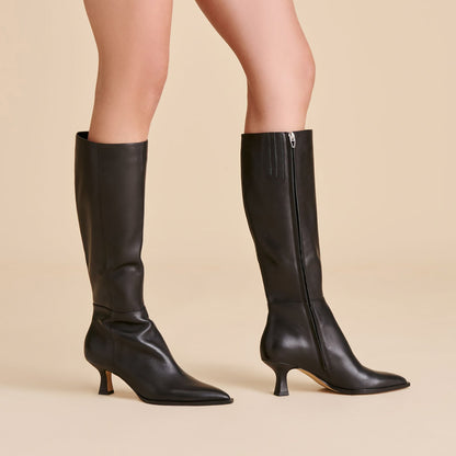 Dolce Vita Auggie Black Leather Narrow Calf Boots