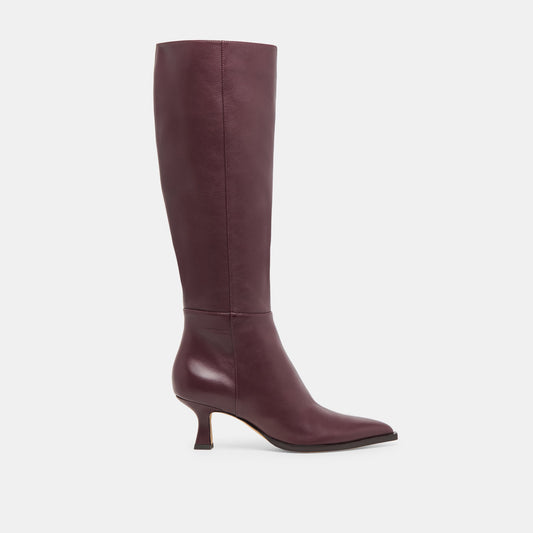 Dolce Vita Auggie Wine Leather Wide Calf Boots