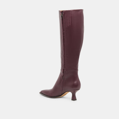 Dolce Vita Auggie Wine Leather Wide Calf Boots