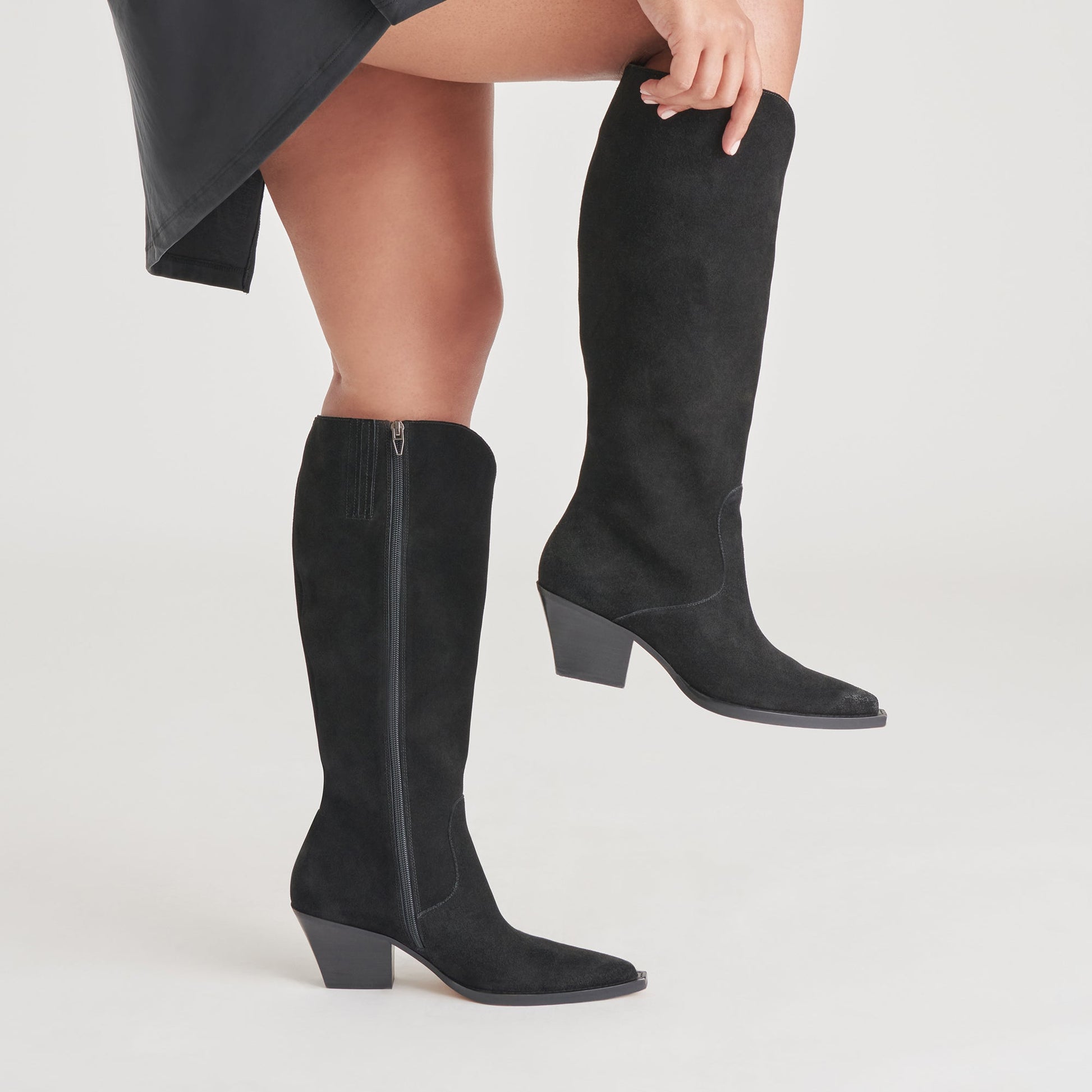 Dolce Vita RAJ Wide Calf Boots Onyx Suede