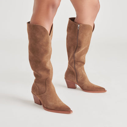 Dolce Vita RAJ Wide Calf Boots Brown Suede