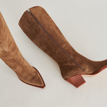 Dolce Vita RAJ Wide Calf Boots Brown Suede