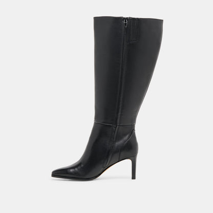 Dolce Vita Emmi Black Leather Extra Wide Calf Boots