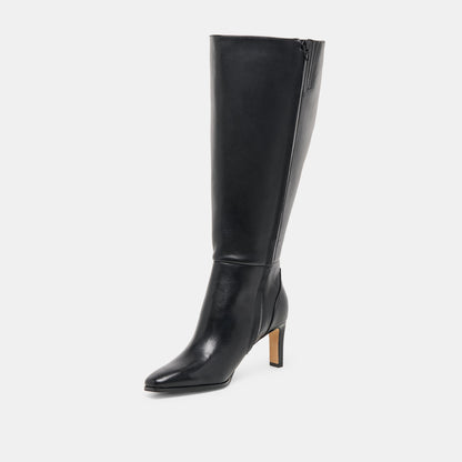 Dolce Vita Emmi Black Leather Extra Wide Calf Boots