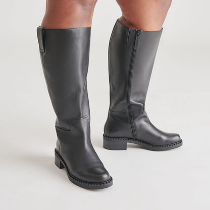 Dolce Vita Glory H2O Waterproof Black Leather Extra Wide Calf Boots
