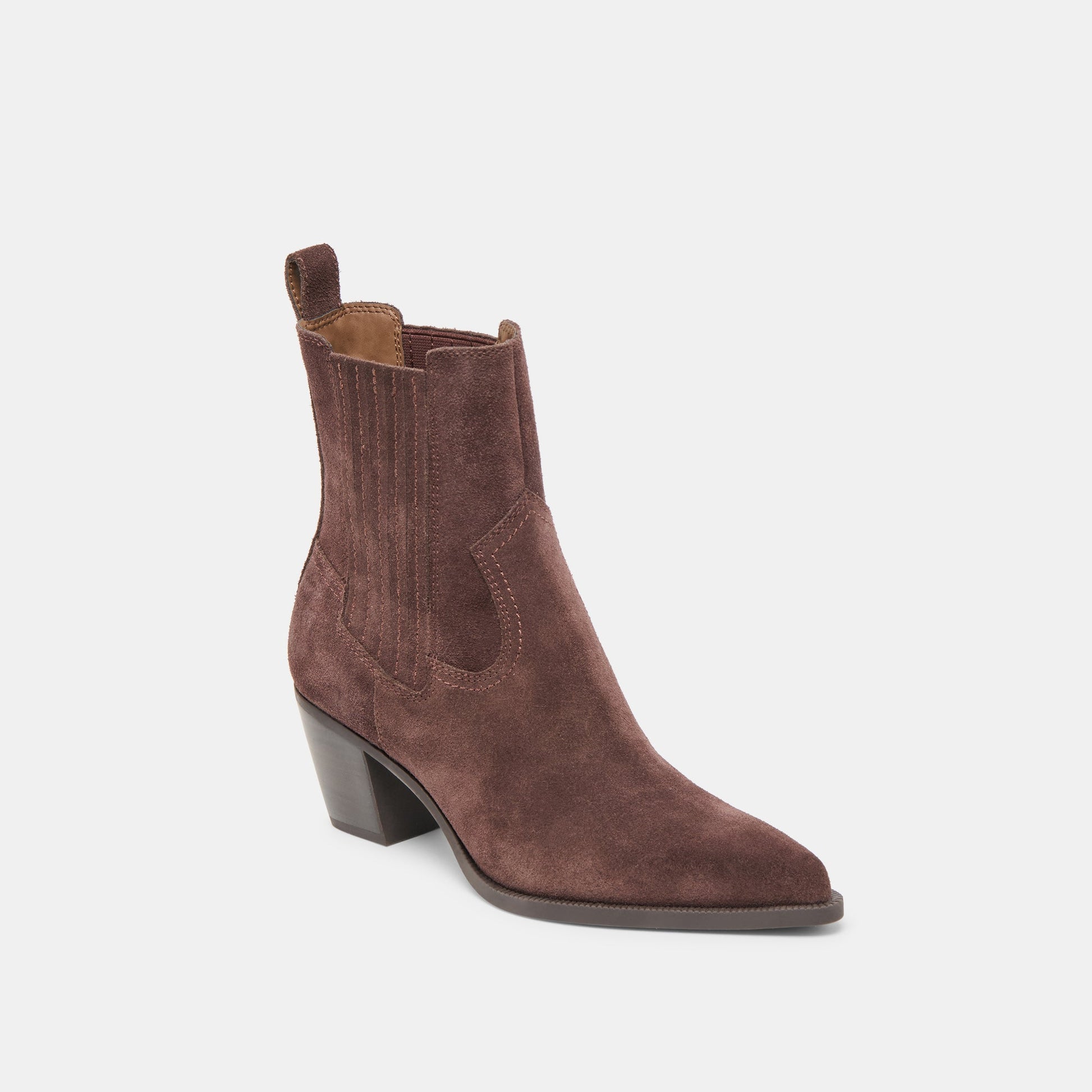 Dolce Vita Slim Mahogany Suede Booties