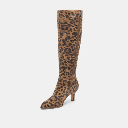 Dolce Vita Aldy Brown Leopard Printed Suede Boots