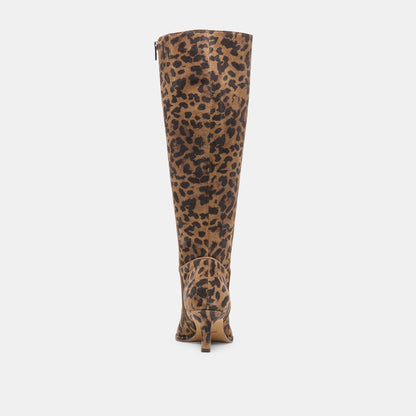 Dolce Vita Aldy Brown Leopard Printed Suede Boots