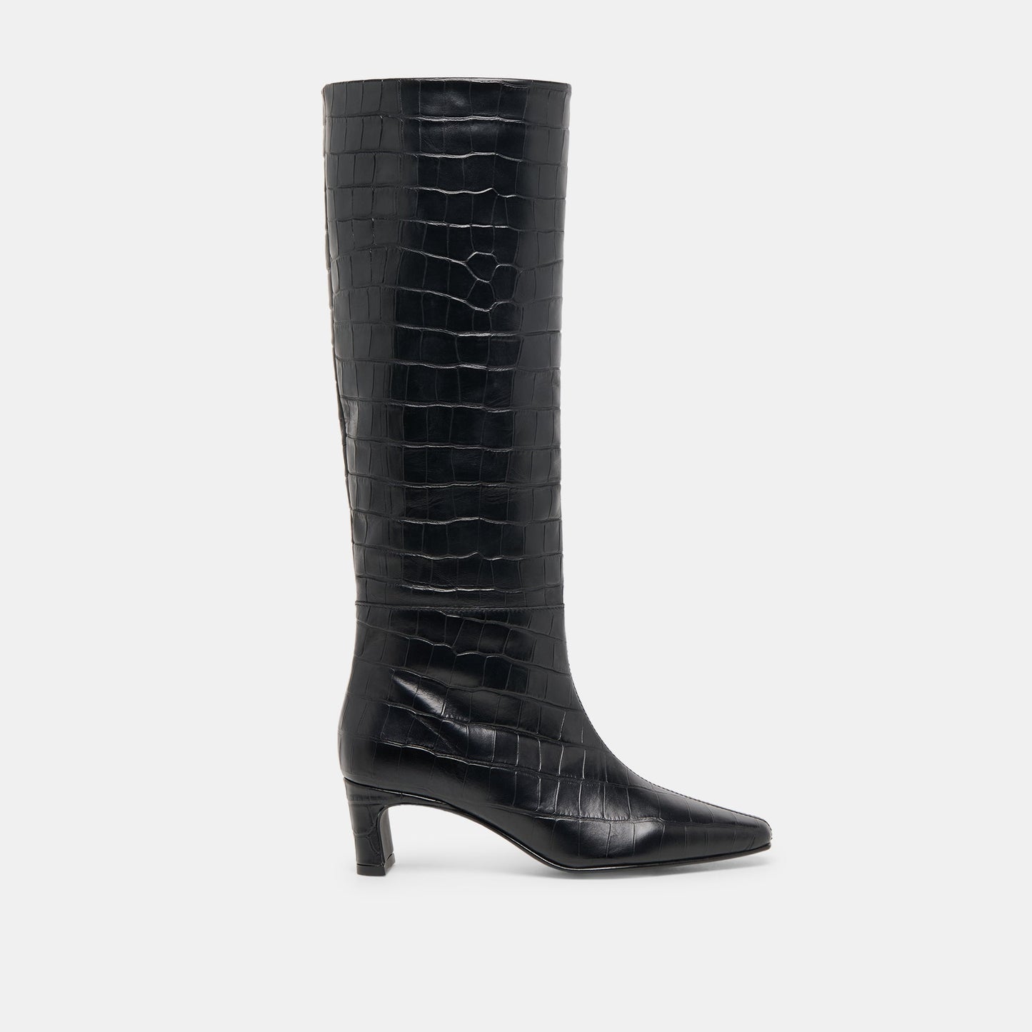 Dolce Vita Trixi Noir Croco Embossed Leather Boots