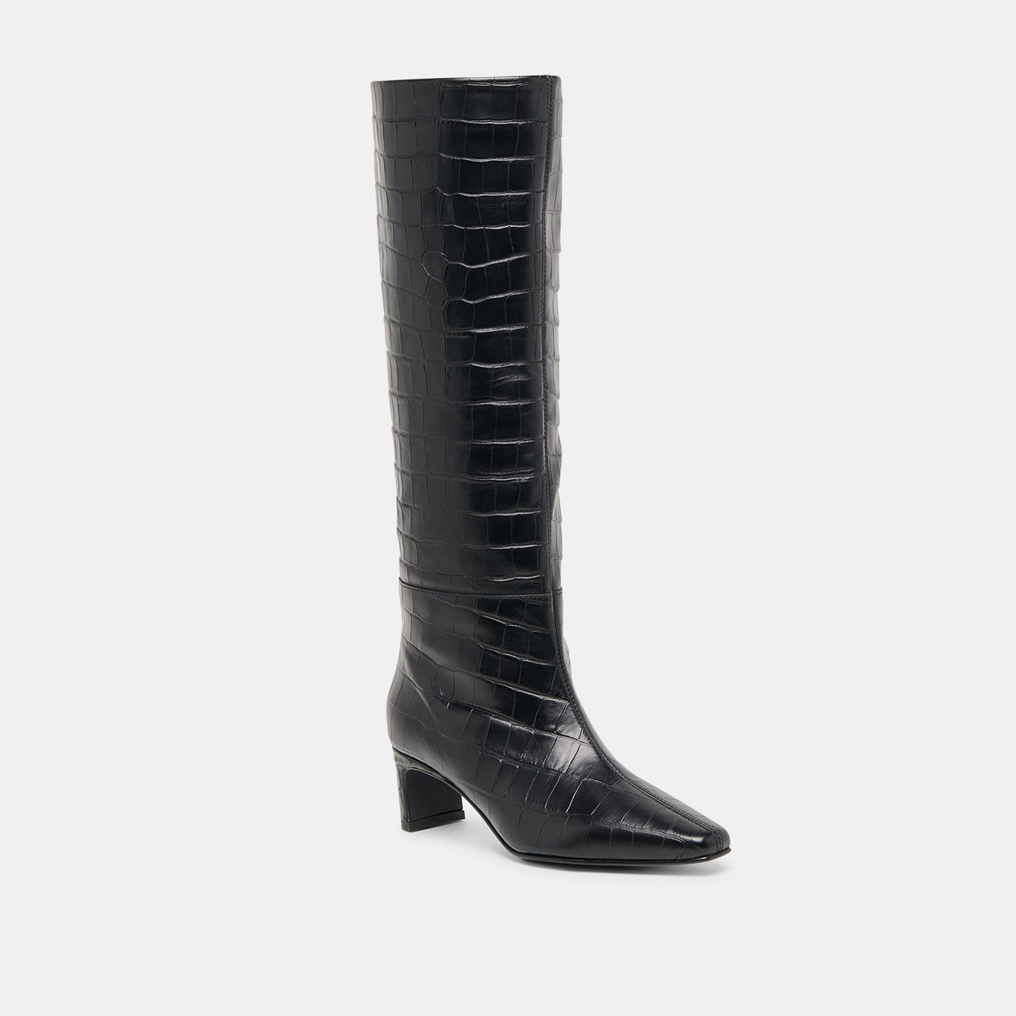 Dolce Vita Trixi Noir Croco Embossed Leather Boots