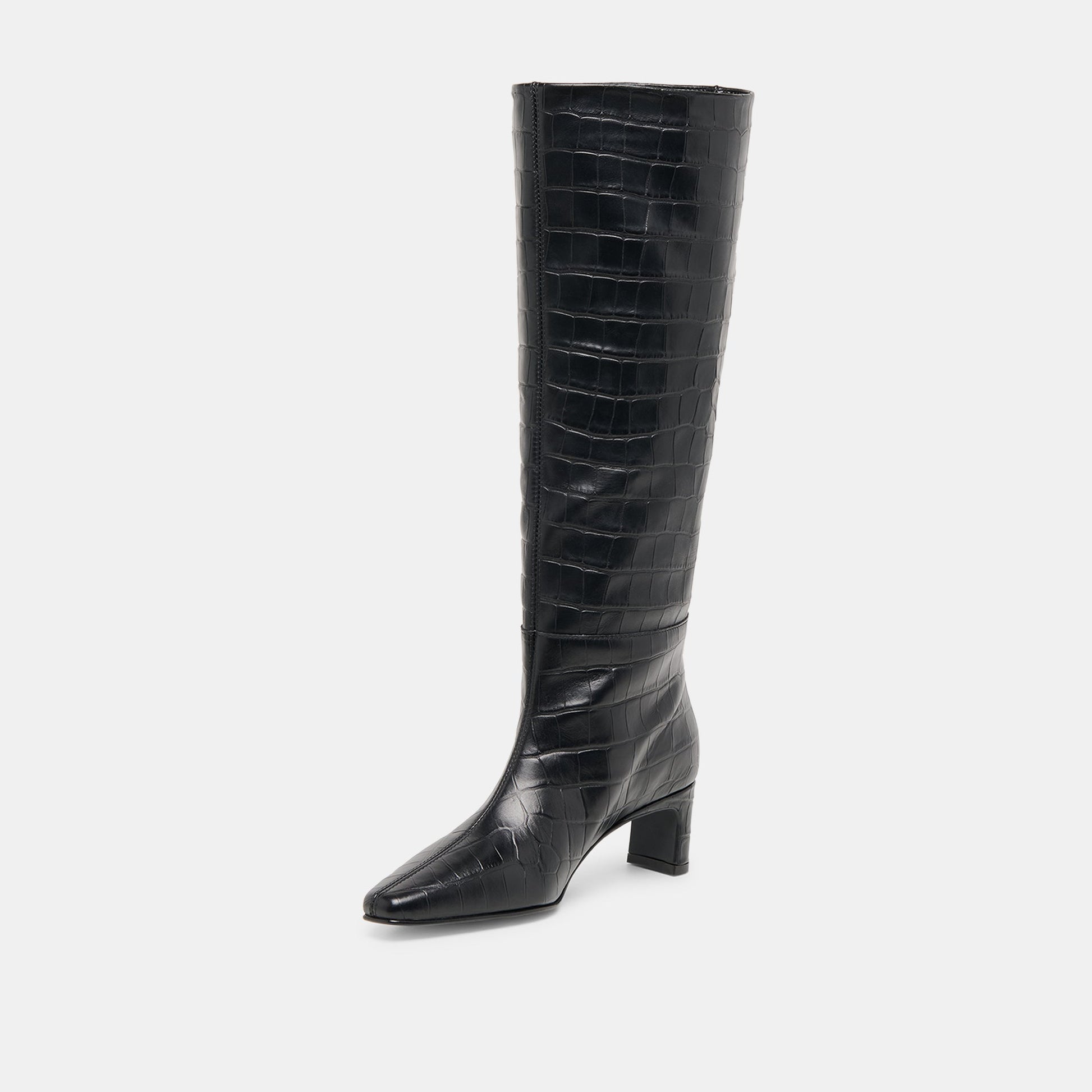 Dolce Vita Trixi Noir Croco Embossed Leather Boots
