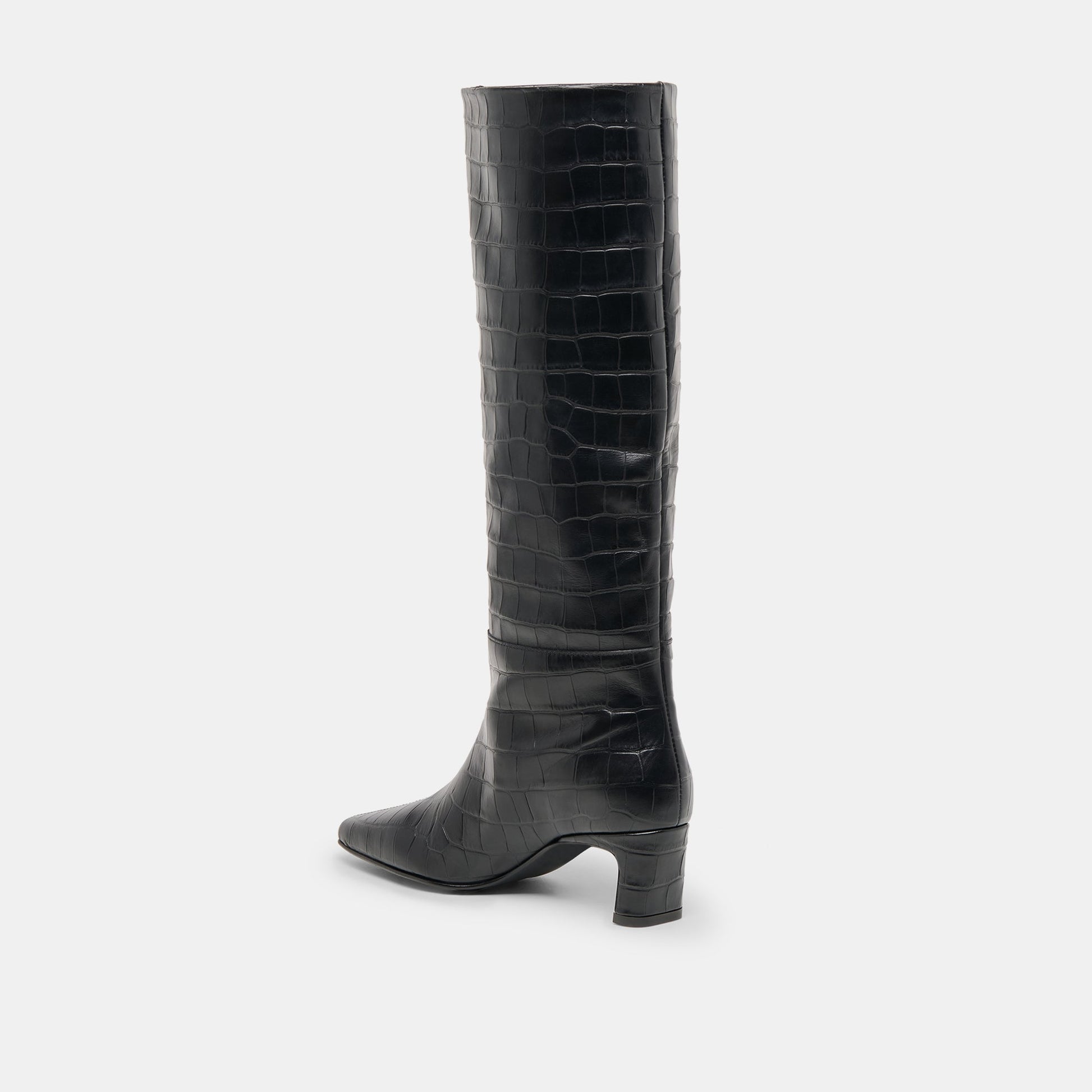 Dolce Vita Trixi Noir Croco Embossed Leather Boots