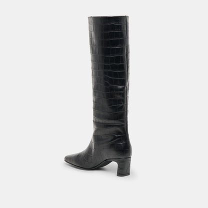 Dolce Vita Trixi Noir Croco Embossed Leather Boots