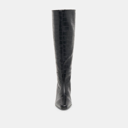 Dolce Vita Trixi Noir Croco Embossed Leather Boots