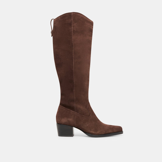 Dolce Vita Virona H2O Waterproof Dk Brown Suede Wide Calf Boots