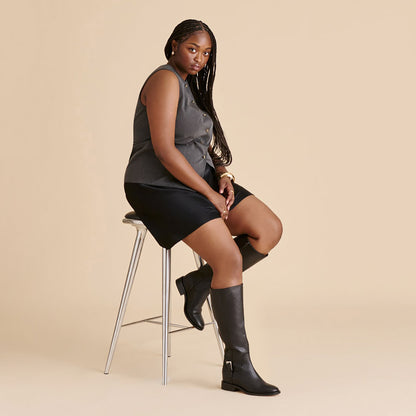 Dolce Vita Kilian H2O Waterproof Black Leather Wide Calf Boots