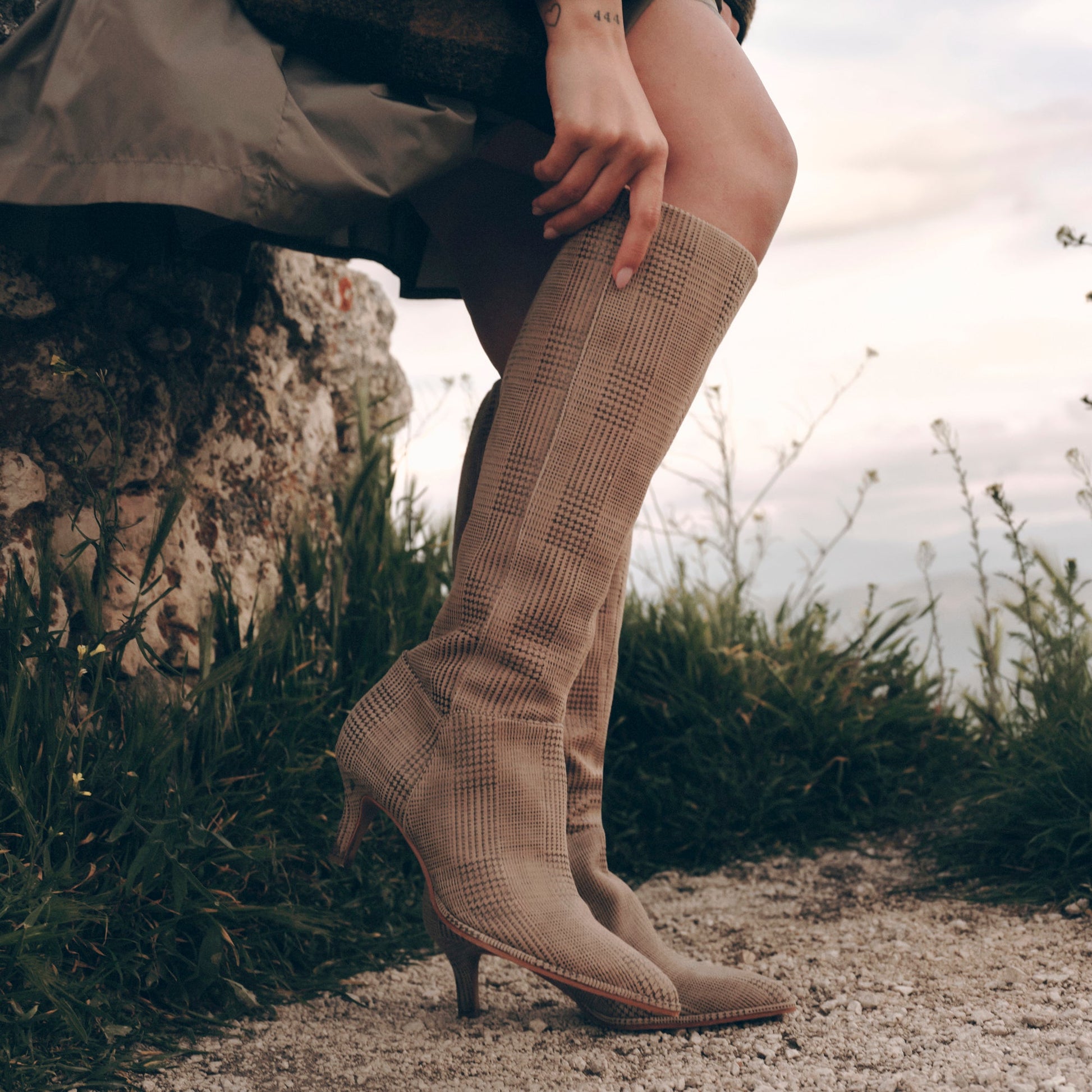 Dolce Vita Aldy Herringbone Printed Suede Boots