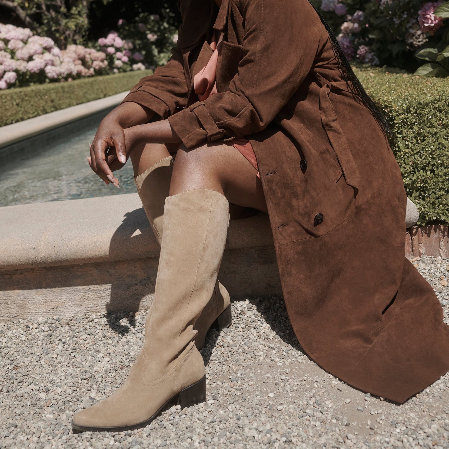 Dolce Vita Virona H2O Waterproof Dk Taupe Suede Wide Calf Boots