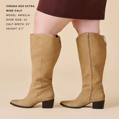 Dolce Vita Virona H2O Waterproof Dk Taupe Suede Extra Wide Calf Boots