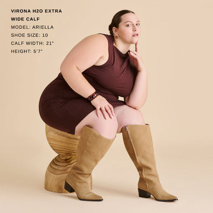 Dolce Vita Virona H2O Waterproof Dk Taupe Suede Extra Wide Calf Boots