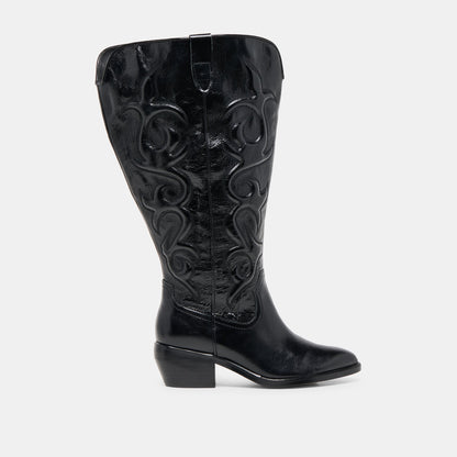 Dolce Vita Mirla Black Leather Extra Wide Calf Boots