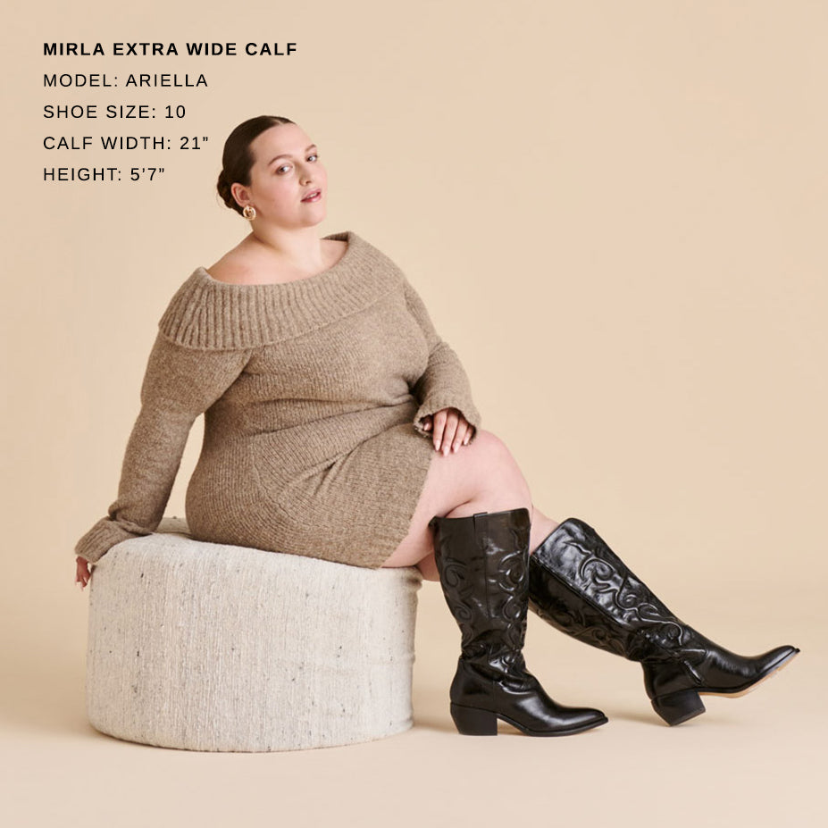 Dolce Vita Mirla Black Leather Extra Wide Calf Boots