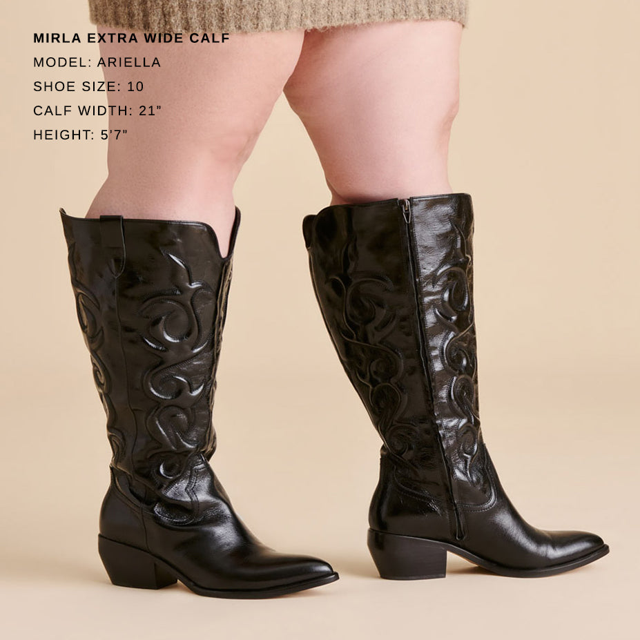 Dolce Vita Mirla Black Leather Extra Wide Calf Boots