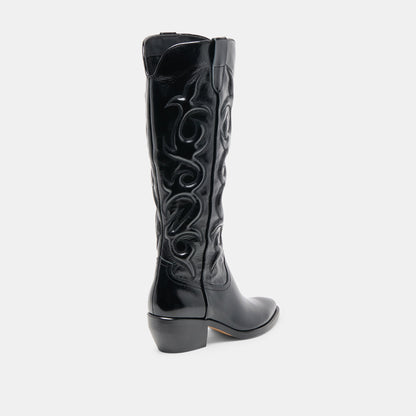 Dolce Vita Mirla Black Leather Extra Wide Calf Boots