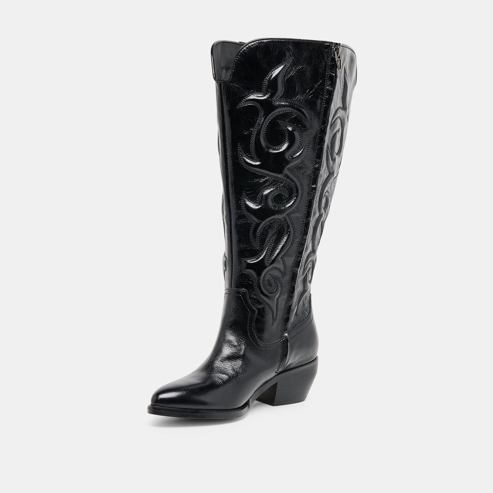 Dolce Vita Mirla Black Leather Extra Wide Calf Boots