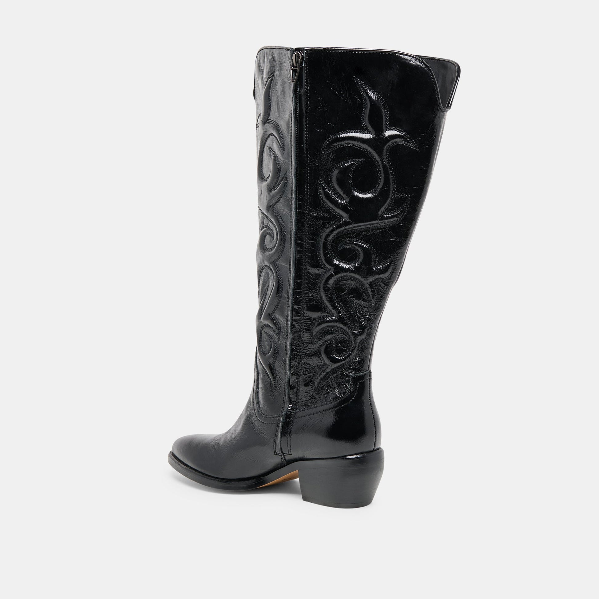 Dolce Vita Mirla Black Leather Extra Wide Calf Boots
