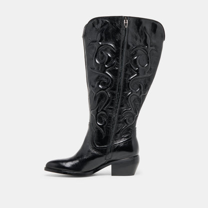 Dolce Vita Mirla Black Leather Extra Wide Calf Boots
